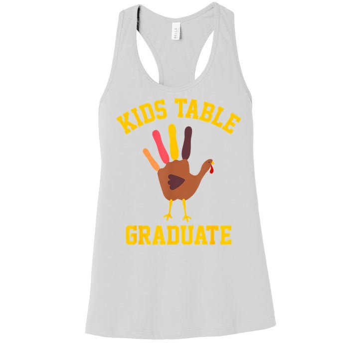 Table Graduate Thanksgiving Turkey Handprint Women's Racerback Tank