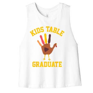 Table Graduate Thanksgiving Turkey Handprint Women's Racerback Cropped Tank