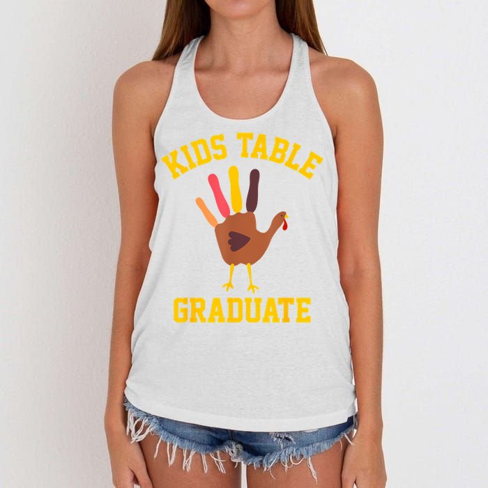 Table Graduate Thanksgiving Turkey Handprint Women's Knotted Racerback Tank