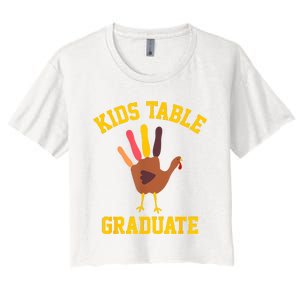 Table Graduate Thanksgiving Turkey Handprint Women's Crop Top Tee