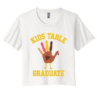 Table Graduate Thanksgiving Turkey Handprint Women's Crop Top Tee