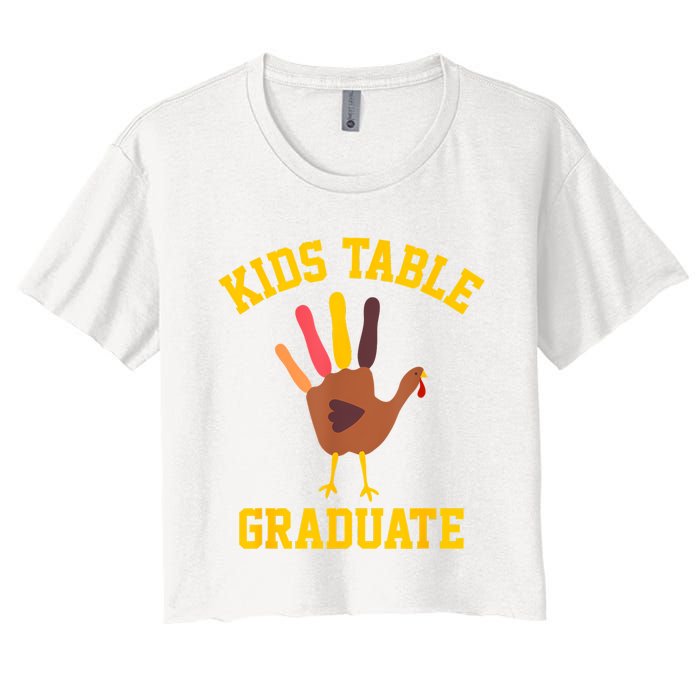 Table Graduate Thanksgiving Turkey Handprint Women's Crop Top Tee