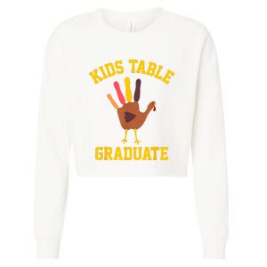 Table Graduate Thanksgiving Turkey Handprint Cropped Pullover Crew