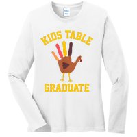 Table Graduate Thanksgiving Turkey Handprint Ladies Long Sleeve Shirt