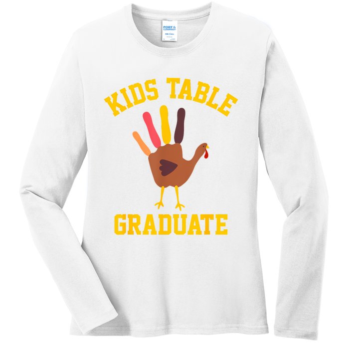 Table Graduate Thanksgiving Turkey Handprint Ladies Long Sleeve Shirt