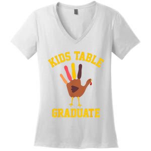 Table Graduate Thanksgiving Turkey Handprint Women's V-Neck T-Shirt