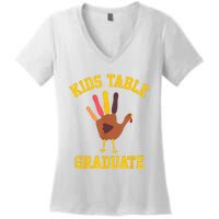 Table Graduate Thanksgiving Turkey Handprint Women's V-Neck T-Shirt