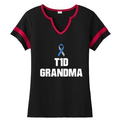 T1D Grandma Type One Diabetes Awareness Ladies Halftime Notch Neck Tee