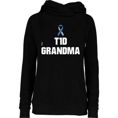 T1D Grandma Type One Diabetes Awareness Womens Funnel Neck Pullover Hood