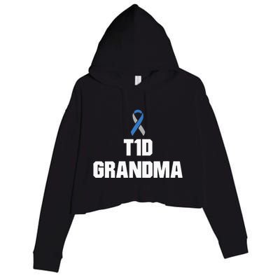 T1D Grandma Type One Diabetes Awareness Crop Fleece Hoodie