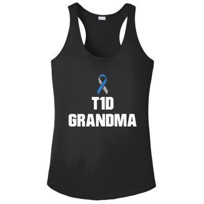 T1D Grandma Type One Diabetes Awareness Ladies PosiCharge Competitor Racerback Tank