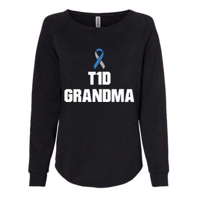 T1D Grandma Type One Diabetes Awareness Womens California Wash Sweatshirt