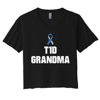 T1D Grandma Type One Diabetes Awareness Women's Crop Top Tee