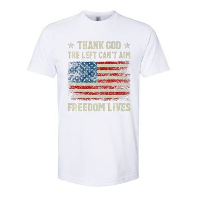 Thank God The Left CanT Aim Freedom Lives Usa American Flag Premium Softstyle® CVC T-Shirt