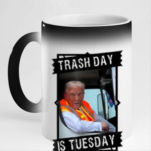 Trump Garbage Truck Trash Day Is Tuesday 11oz Black Color Changing Mug