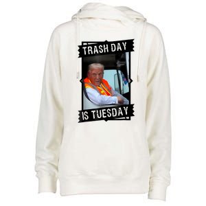 Trump Garbage Truck Trash Day Is Tuesday Womens Funnel Neck Pullover Hood