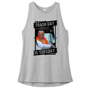 Trump Garbage Truck Trash Day Is Tuesday Ladies PosiCharge Tri-Blend Wicking Tank