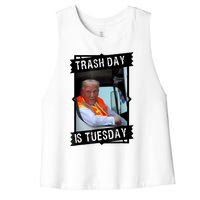 Trump Garbage Truck Trash Day Is Tuesday Women's Racerback Cropped Tank