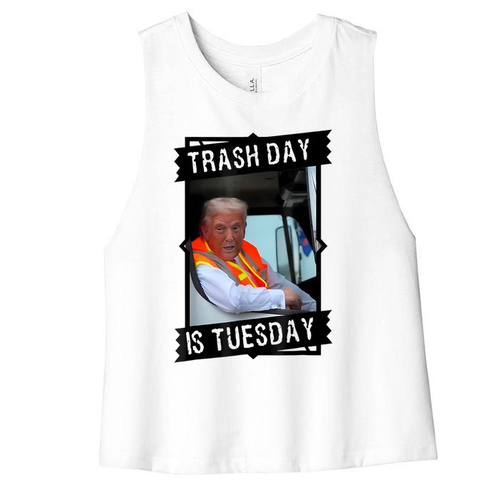 Trump Garbage Truck Trash Day Is Tuesday Women's Racerback Cropped Tank