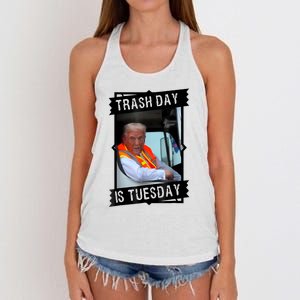 Trump Garbage Truck Trash Day Is Tuesday Women's Knotted Racerback Tank