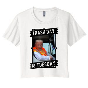 Trump Garbage Truck Trash Day Is Tuesday Women's Crop Top Tee