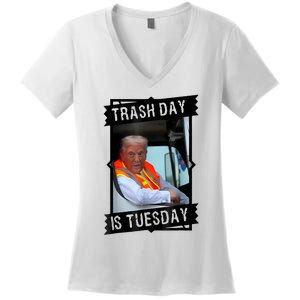 Trump Garbage Truck Trash Day Is Tuesday Women's V-Neck T-Shirt