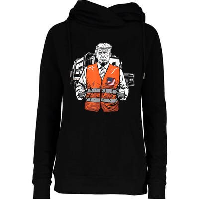 Trump Garbage Truck Vest Womens Funnel Neck Pullover Hood
