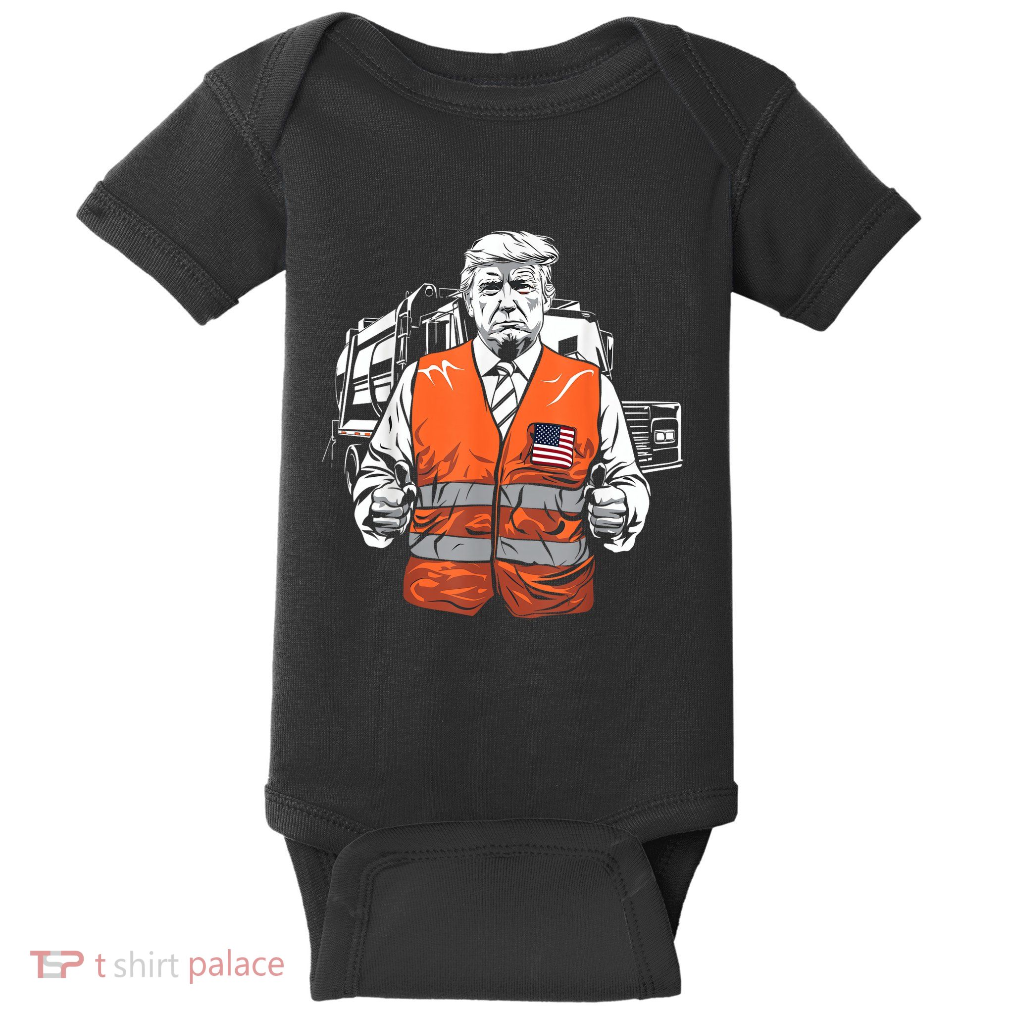 Trump Garbage Truck Vest Baby Bodysuit