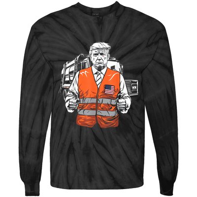 Trump Garbage Truck Vest Tie-Dye Long Sleeve Shirt