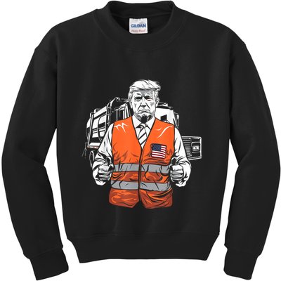 Trump Garbage Truck Vest Kids Sweatshirt