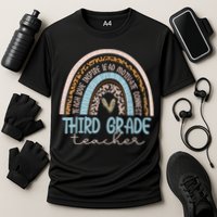 Third Grade Teacher Leopard Rainbow Cooling Performance Crew T-Shirt