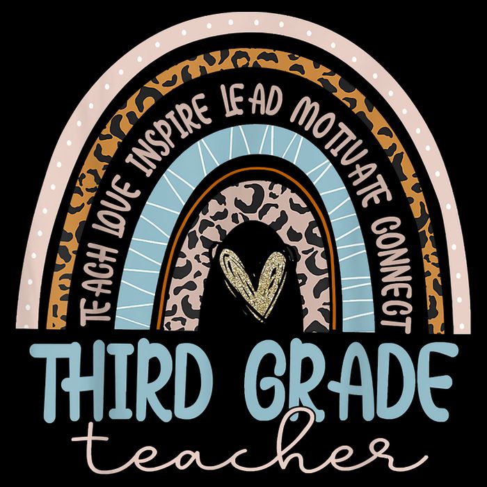 Third Grade Teacher Leopard Rainbow Cooling Performance Crew T-Shirt