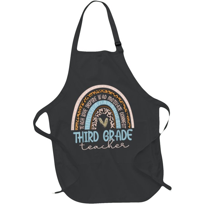 Third Grade Teacher Leopard Rainbow Apron