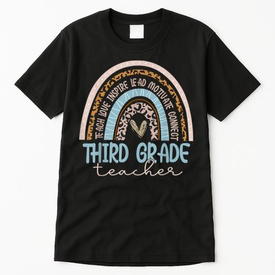 Third Grade Teacher Leopard Rainbow Tall T-Shirt
