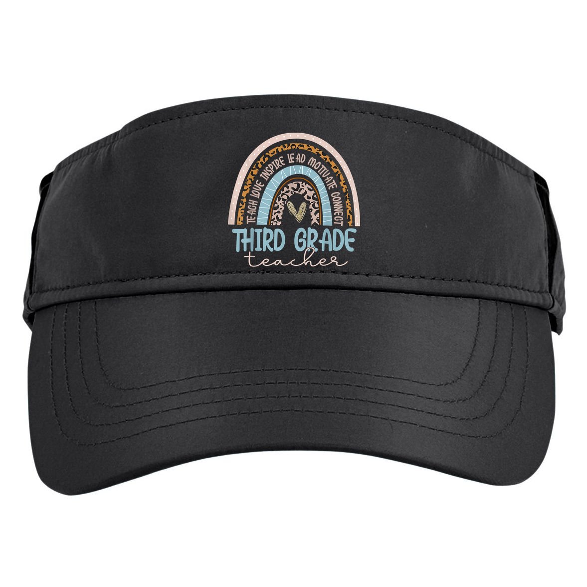 Third Grade Teacher Leopard Rainbow Adult Drive Performance Visor