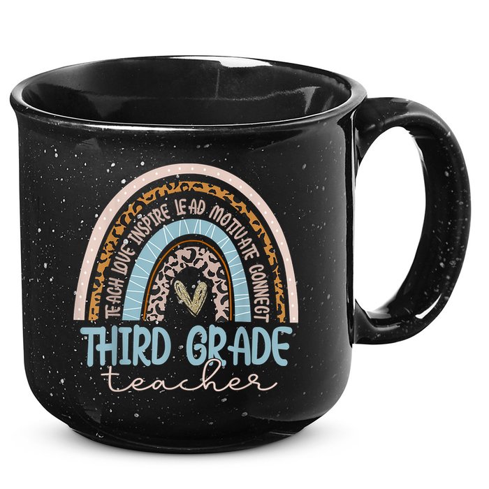 Third Grade Teacher Leopard Rainbow 15oz Campfire Ceramic Mug