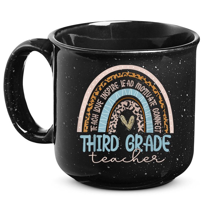 Third Grade Teacher Leopard Rainbow 15oz Campfire Ceramic Mug