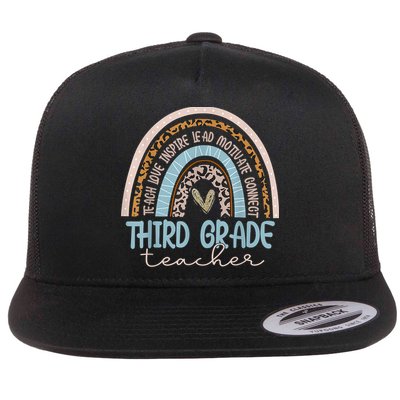 Third Grade Teacher Leopard Rainbow Flatbill Hat