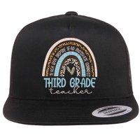 Third Grade Teacher Leopard Rainbow Flat Bill Trucker Hat