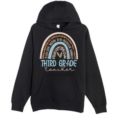 Third Grade Teacher Leopard Rainbow Premium Pullover Hoodie