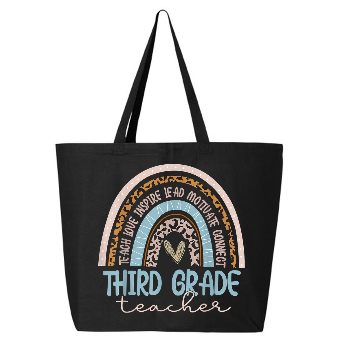 Third Grade Teacher Leopard Rainbow 25L Jumbo Tote