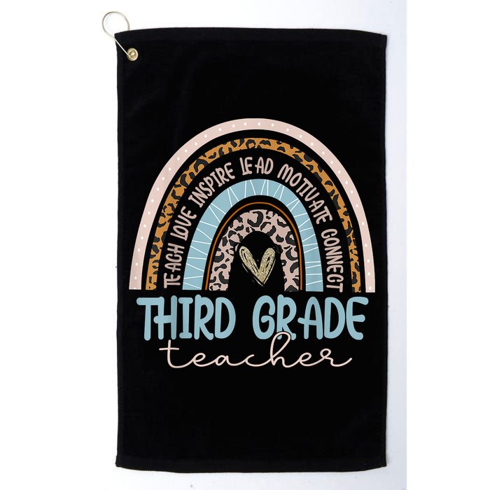 Third Grade Teacher Leopard Rainbow Golf Towel
