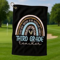 Third Grade Teacher Leopard Rainbow Golf Towel