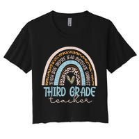 Third Grade Teacher Leopard Rainbow Women's Crop Top Tee
