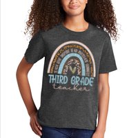 Third Grade Teacher Leopard Rainbow Kids T-Shirt