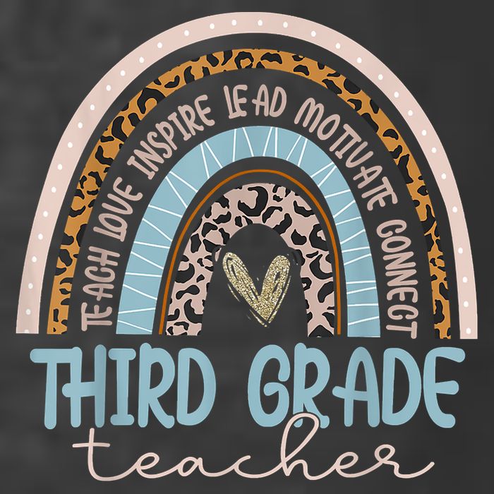 Third Grade Teacher Leopard Rainbow Kids T-Shirt