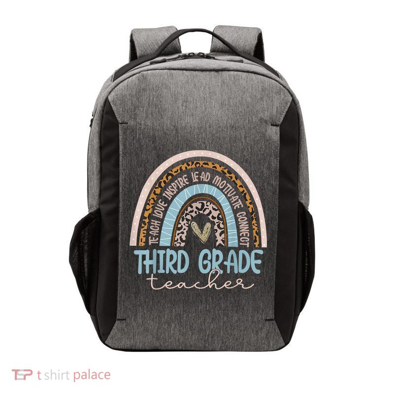 Third Grade Teacher Leopard Rainbow Vector Backpack
