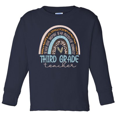 Third Grade Teacher Leopard Rainbow Toddler Long Sleeve Shirt