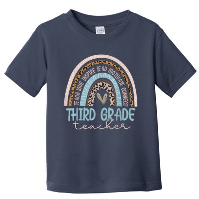 Third Grade Teacher Leopard Rainbow Toddler T-Shirt