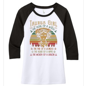 Taurus Girl The Soul Of A Witch The Fire OfThe Soul Of A Witch The Fire Women's Tri-Blend 3/4-Sleeve Raglan Shirt